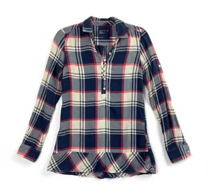 American Eagle Outfitters Plaid Henley Top – Size 4 thumbnail 1