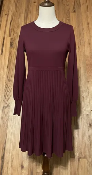 SHEIN Burgundy Ribbed Sweater Dress • L (NWT) thumbnail 1
