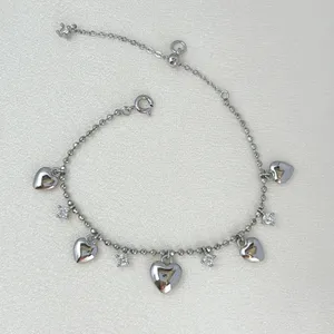 Adjustable CZ Love Heart Charm Bracelet for Women thumbnail 4