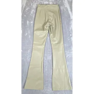 Flare Pants Womens Size 0 Tan Y2K Faux Leather Hippie Festival Zip Rocker‎ Gypsy thumbnail 3