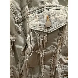 True Religion Women's Distressed Denim Jacket Blue Size M Casual Button Front thumbnail 2