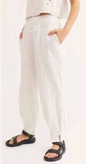 Free People Check It Out Pants In Ivory Size Small thumbnail 1