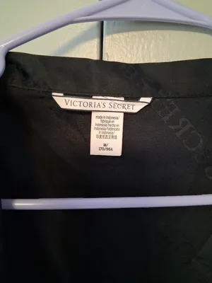 Victoria's Secret collared pj pajama top with pockets in black and white size medium. thumbnail 6