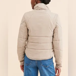 Free People FP Movement Gathering Storm Run Beige Puffer Jacket Size XS thumbnail 2
