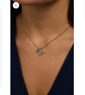 ALEX AND ANI Evil Eye Triple Charm Necklace thumbnail 2