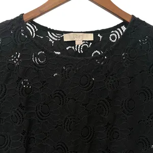 Loft Black Lace Short Sleeve Shirt Top Size Medium thumbnail 2