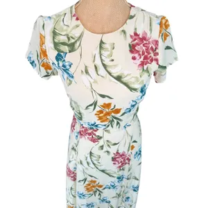Lulus XS Floral Midi Dress Tie Back Slit Tropical Summer‎ Vacation thumbnail 5