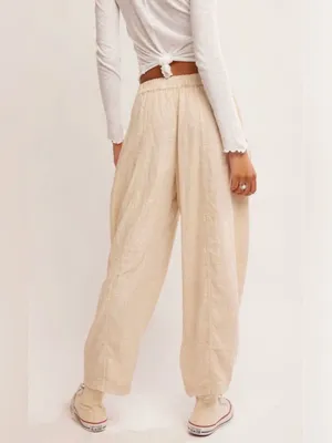 🆕 NWT Free People High Road Barrel Pants Linen Boho Wide-Leg Pockets Tan Large thumbnail 10