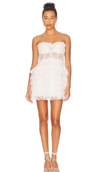 For Love & Lemons White Jules Mini Dress Women’s US L thumbnail 1