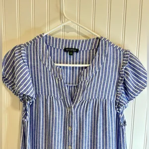 For Cynthia Striped Blue Midi Dress size S.55% LINEN 45% VISCOSE thumbnail 2