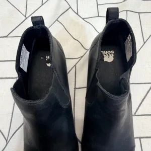 Sorel Evie Chelsea Boots Size 10 Black Leather Wedge Cap Toe NL4925-010 SEE PICS thumbnail 8