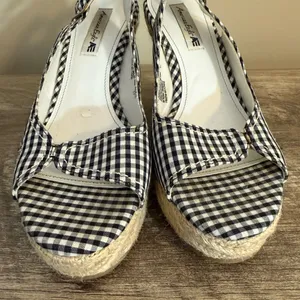 American Eagle Gingham Print Platform Wedges Shoes Women’s Size 7 Black White thumbnail 3