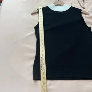 Calvin‎ Klein Ribbed Color Block Sleeveless Black White Mock Neck Top thumbnail 8