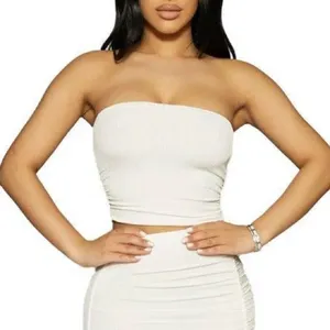 NWT Naked Wardrobe Stretchy The Tube Crop Top Women's Cream Size Small thumbnail 1