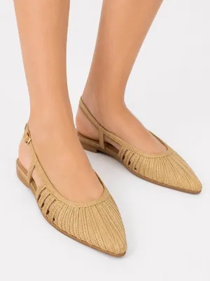NIB A New Day Gold Straw Woven Pointed Toe Slingback Flats Memory Foam 6.5 thumbnail 1