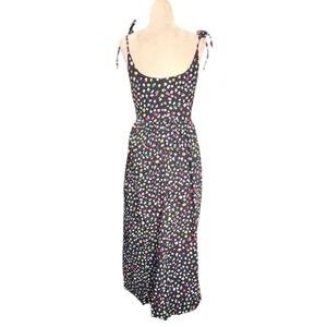 J.Crew Colorful Dot‎ Print Cotton Midi Sundress Size 2 Navy Blue Tie Strap Dress thumbnail 9