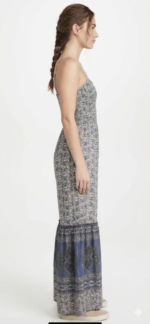 Angie Boho Floral Smocked Jumpsuit - Wide Leg, Junior Size Large thumbnail 3