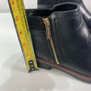 Tommy Hilfiger TWFAWN Black Leather Ankle Boots Logo Women 7M Zipper Equestrian thumbnail 3