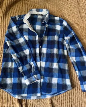 Lee Blue and White Plaid Button-Down Shirt for Women thumbnail 1