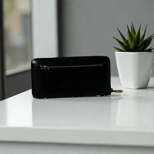 Fossil Black Leather Zip Around Continental‎ Wallet Organizer thumbnail 2
