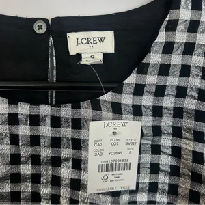 NWT J. Crew Silver/Black Gingham/Plaid Short Sleeve Metallic Top Size Small thumbnail 4
