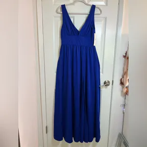 Ever-Pretty Women's Royal floor Length High Stretch Side Slit Pleated Size‎ L thumbnail 7