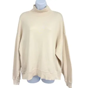FRAME‎ Sweatshirt Womens S Cream Mock Neck Pima Cotton Oversized Distressed Vtg thumbnail 2