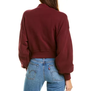Spiritual Gangster Maroon Mock Neck Top thumbnail 2