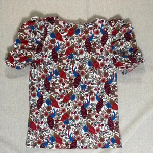 Loft | Peacock Print Puff Sleeve Top | Small thumbnail 4