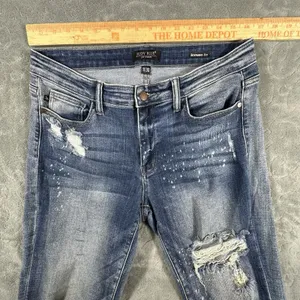 Judy Blue Jeans Womens 11/30 Blue Boyfriend Fit Destroyed Bleach Splatter Denim thumbnail 5