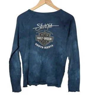 Harley Davidson sturgis lettuce hem perforated‎ long sleeve t-shirt 2006 large thumbnail 1