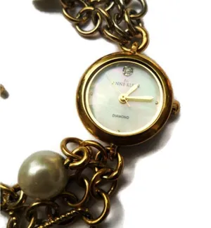 Anne Klein Women's Chunky Bracelet Watch Gold Faux Pearl Wrap Bracelet thumbnail 10