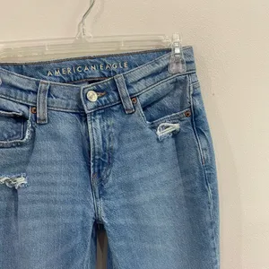 American Eagle Jeans Blue 90's‎ Low Rise Skinny Kick Distressed Sz 00 thumbnail 4