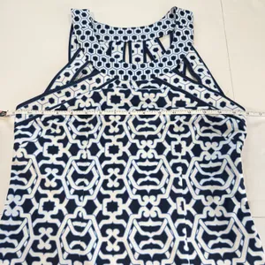 Gretchen Scott Navy Blue Strappy Sleeveless Isosceles Geometric Dress‎ SMALL thumbnail 8