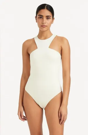 Abercrombie & Fitch Tank Bodysuit in White thumbnail 1