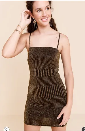 NWT ROW A Metallic Black and Gold Sparkle Sleeveless Night Outfit Mini Dress thumbnail 1