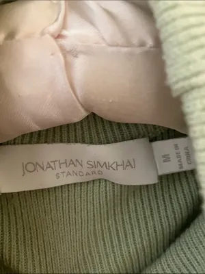 Jonathan Simkhai Structured Shoulder Pistachio Green Sweater Medium thumbnail 3