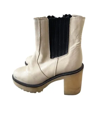 FREE PEOPLE Cream Leather Pull On Boots Size 37.5 / 7.5 thumbnail 7