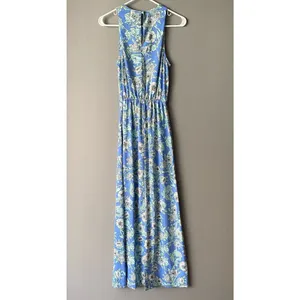 H&M sz‎ 2 blue green halter floral boho maxi sundress thumbnail 6