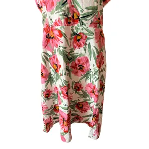 Tahari Floral Midi Dress Womens 12 Pink New Sleeveless Linen Blend Collared‎ thumbnail 13