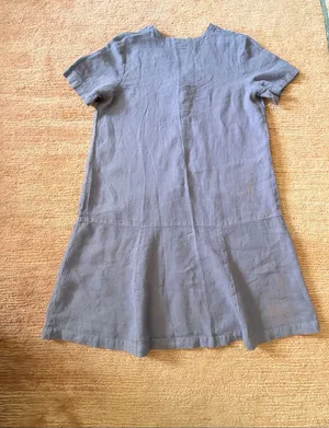 Vintage Blue Cactus Linen Dress Made USA Southwest Print Button Front thumbnail 9