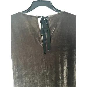 Madewell Velvet Bow Back Tee Dress Short Sleeve Silvery Gray Silk Blend Medium thumbnail 6