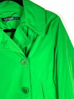 Lauren Ralph Lauren Jacket 8 Green Double Breasted Cropped Lightweight thumbnail 6