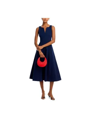 Aqua Womens Paneled Sleeveless Midi Dress Cotton Blend IDL9634 Navy Blue S thumbnail 7