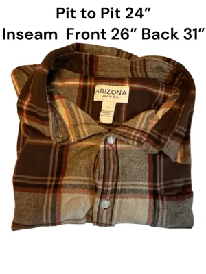Arizona Jean Co. Brown Plaid Flannel Button Down Shirt Women’s Size Large thumbnail 3