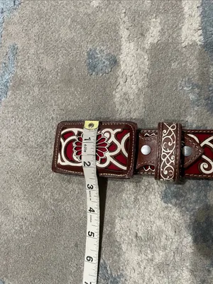 Floral Laser Cut Western Leather Belt Cowgirl Rodeo Size M/L thumbnail 4