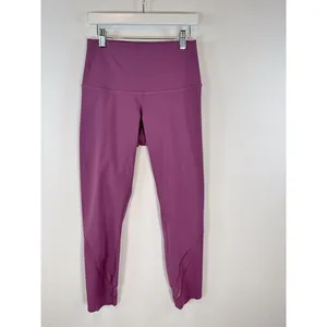 Lululemon Women Leggings Purple Wunder Under Crop Scallop Pull On Stretch Size 6 thumbnail 5