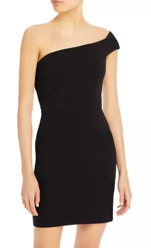 Aqua NWT‎ Size 12 Black One Shoulder Asymmetrical Sheath Cocktail Dres thumbnail 1