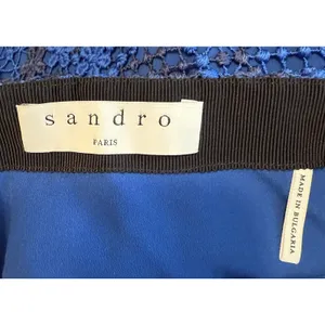 Sandro Paris‎ Lagon Skirt Royal Blue Size 3 (30” Waist) Lace Crochet Overlay thumbnail 5