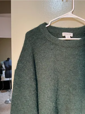 Calvin Klein‎ Jeans Women's Size XL Crewneck Sweater Oversized Dark Green Fuzzy thumbnail 5